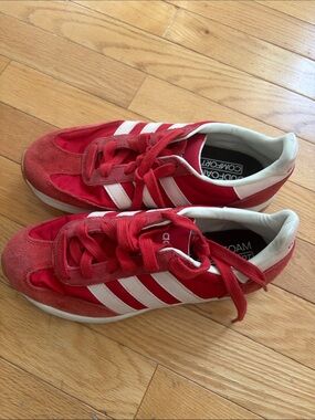 adidas Red and White Cloudfoam Low-Top Sneakers